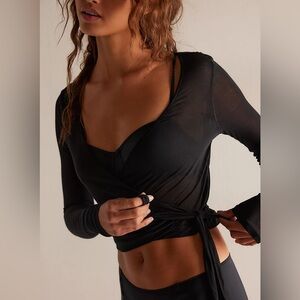 Free People Beach On Air Wrap Cardi in Black